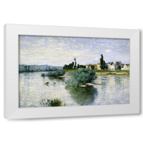The Seine at Lavacourt White Modern Wood Framed Art Print by Monet, Claude