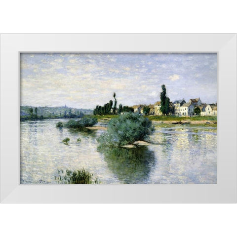 The Seine at Lavacourt White Modern Wood Framed Art Print by Monet, Claude
