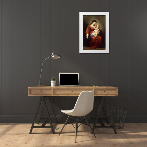 Virgin and Child White Modern Wood Framed Art Print by Murillo, Bartolome Esteban