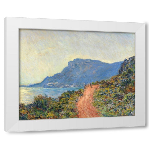 La Corniche near Monaco, 1884 White Modern Wood Framed Art Print by Monet, Claude