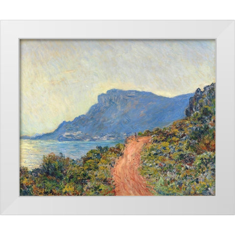 La Corniche near Monaco, 1884 White Modern Wood Framed Art Print by Monet, Claude