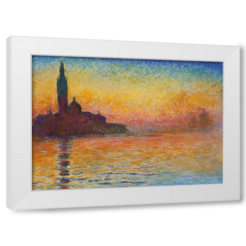 Saint-Georges majeur au cr puscule White Modern Wood Framed Art Print by Monet, Claude