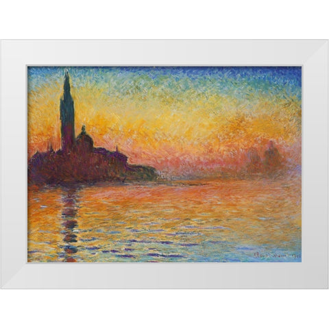 Saint-Georges majeur au cr puscule White Modern Wood Framed Art Print by Monet, Claude