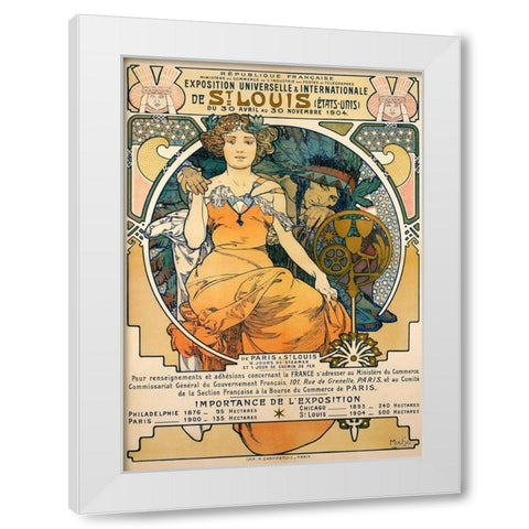 1904 St. Louis Worlds Fair Poster White Modern Wood Framed Art Print by Mucha, Alphonse