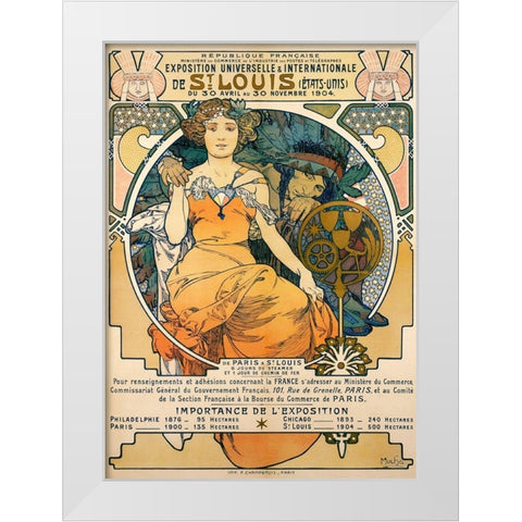 1904 St. Louis Worlds Fair Poster White Modern Wood Framed Art Print by Mucha, Alphonse