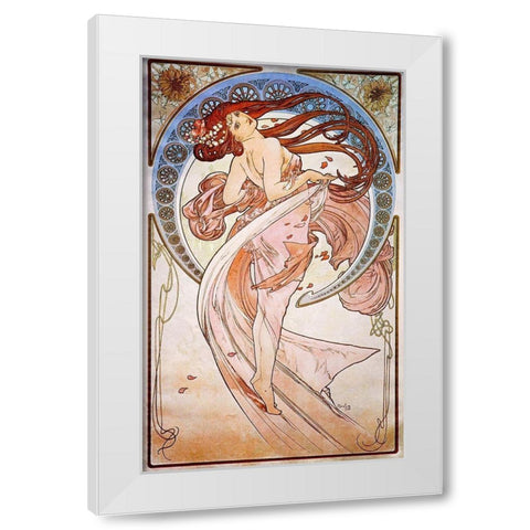 Dance, 1898 White Modern Wood Framed Art Print by Mucha, Alphonse