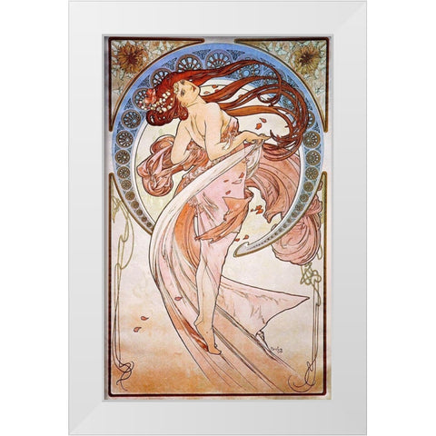Dance, 1898 White Modern Wood Framed Art Print by Mucha, Alphonse