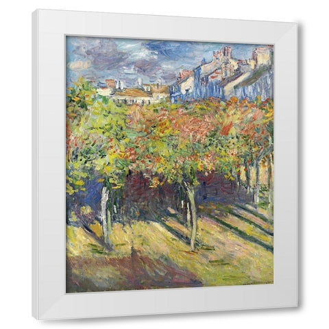 The Lindens of Poissy, 1882 White Modern Wood Framed Art Print by Monet, Claude