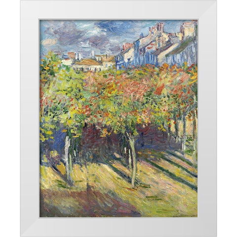 The Lindens of Poissy, 1882 White Modern Wood Framed Art Print by Monet, Claude