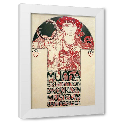 Mucha Exhibition, Brooklyn Museum, 1920 White Modern Wood Framed Art Print by Mucha, Alphonse