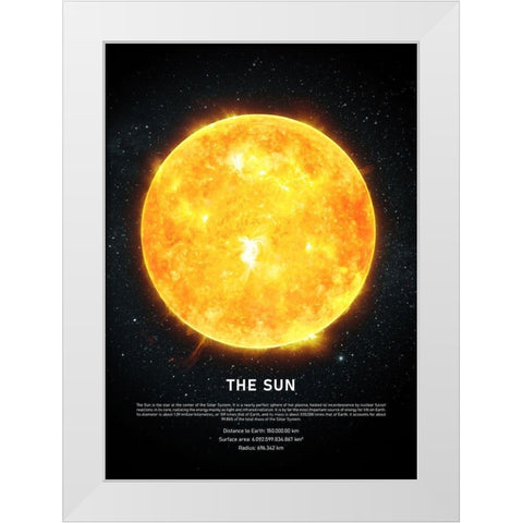 The Sun White Modern Wood Framed Art Print by Design Fabrikken