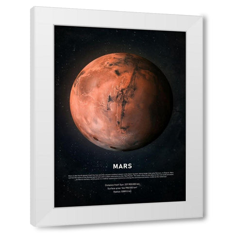 Mars White Modern Wood Framed Art Print by Design Fabrikken
