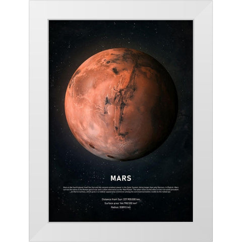 Mars White Modern Wood Framed Art Print by Design Fabrikken