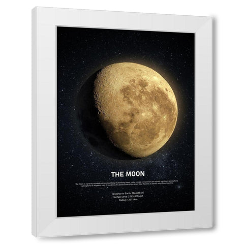 The Moon White Modern Wood Framed Art Print by Design Fabrikken