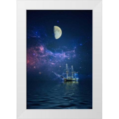 By Way of The Moon and Stars White Modern Wood Framed Art Print by Rivera, John