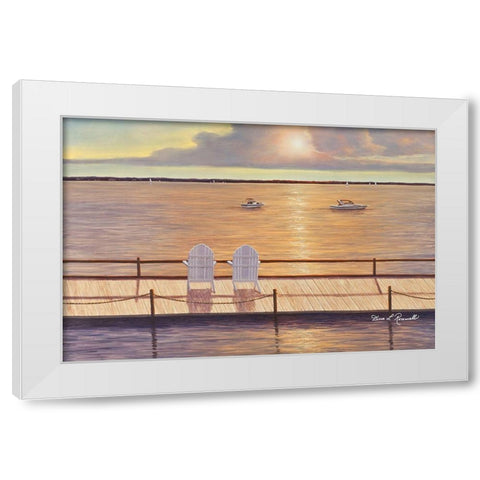 By the Bay White Modern Wood Framed Art Print by Romanello, Diane