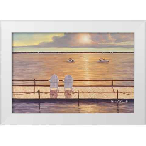 By the Bay White Modern Wood Framed Art Print by Romanello, Diane