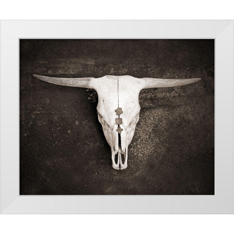 Sepia Cattle Skull White Modern Wood Framed Art Print by Ryan, Brooke T.