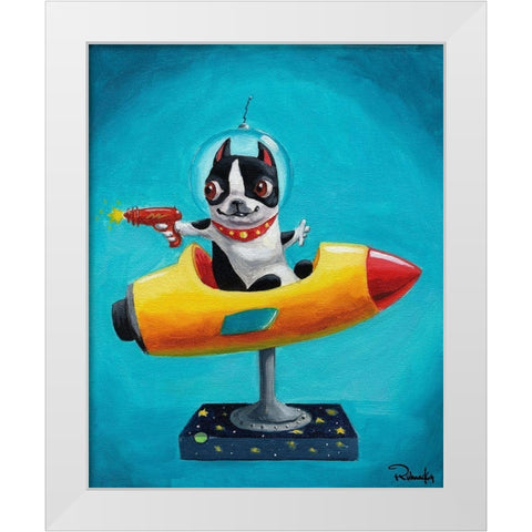 Rocket Blue White Modern Wood Framed Art Print by Rubenacker, Brian
