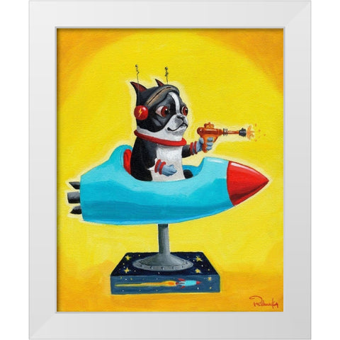 Rocket Yellow White Modern Wood Framed Art Print by Rubenacker, Brian