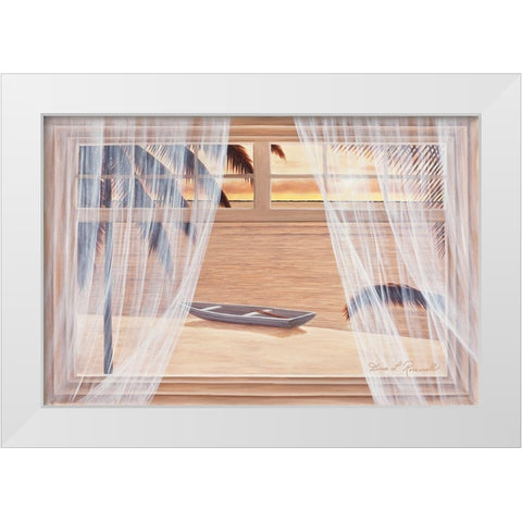 Amber Palms with Window White Modern Wood Framed Art Print by Romanello, Diane
