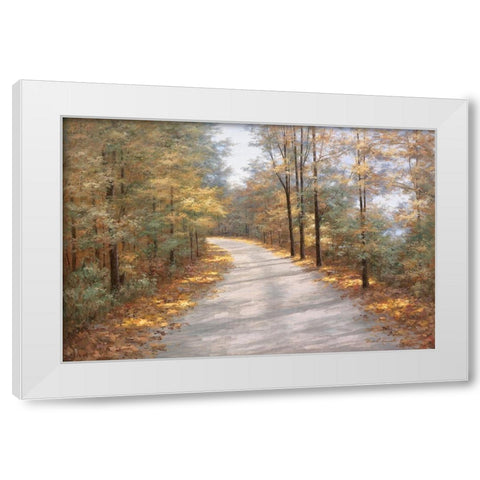 Walking in Fall White Modern Wood Framed Art Print by Romanello, Diane