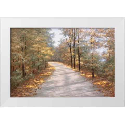 Walking in Fall White Modern Wood Framed Art Print by Romanello, Diane