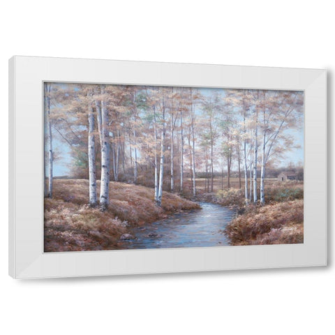 Birch Creek White Modern Wood Framed Art Print by Romanello, Diane