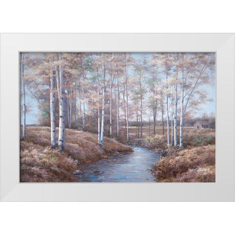 Birch Creek White Modern Wood Framed Art Print by Romanello, Diane