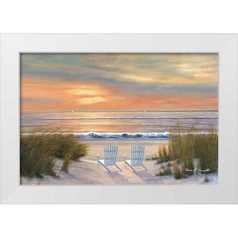 Paradise Sunset White Modern Wood Framed Art Print by Romanello, Diane