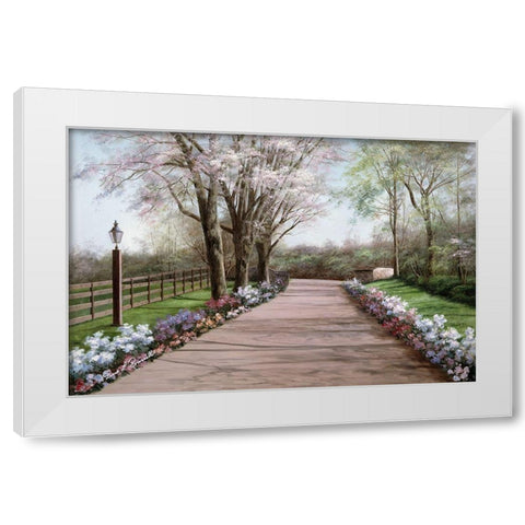 Country Lane White Modern Wood Framed Art Print by Romanello, Diane