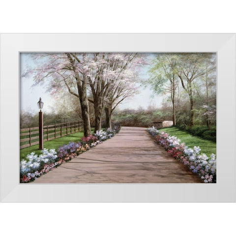 Country Lane White Modern Wood Framed Art Print by Romanello, Diane