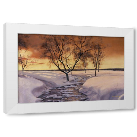 Amber Ice White Modern Wood Framed Art Print by Romanello, Diane