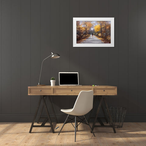 Quiet Walk White Modern Wood Framed Art Print by Romanello, Diane