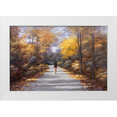 Quiet Walk White Modern Wood Framed Art Print by Romanello, Diane