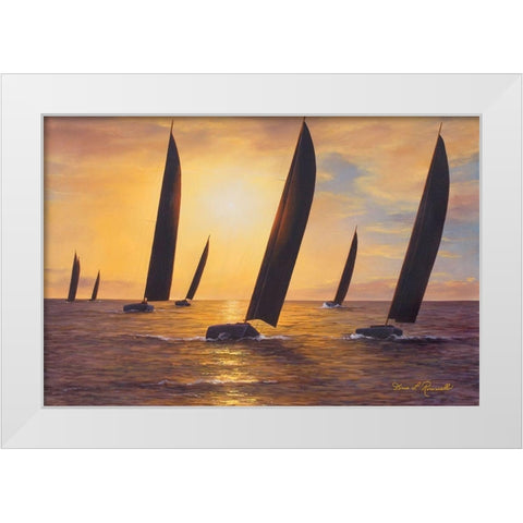 Into the Sunset White Modern Wood Framed Art Print by Romanello, Diane