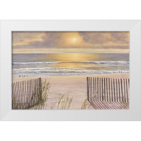 Beach Light White Modern Wood Framed Art Print by Romanello, Diane