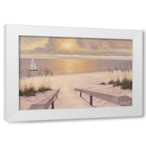 Beach Glow White Modern Wood Framed Art Print by Romanello, Diane
