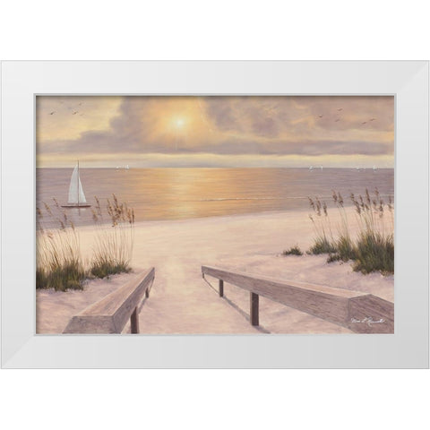 Beach Glow White Modern Wood Framed Art Print by Romanello, Diane