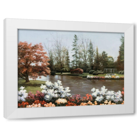 Lakeside View White Modern Wood Framed Art Print by Romanello, Diane