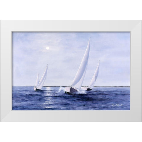 Blue Sails White Modern Wood Framed Art Print by Romanello, Diane
