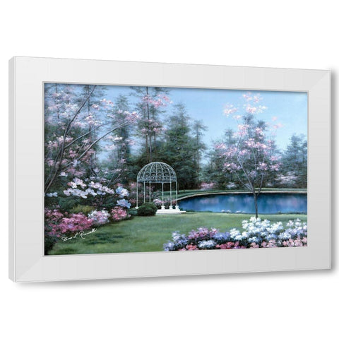 Lakeside Gazebo White Modern Wood Framed Art Print by Romanello, Diane