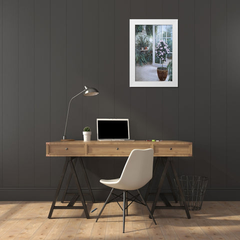 Patio Light White Modern Wood Framed Art Print by Romanello, Diane