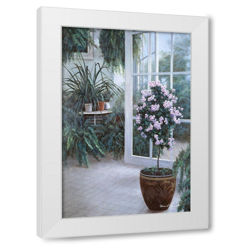 Patio Light White Modern Wood Framed Art Print by Romanello, Diane