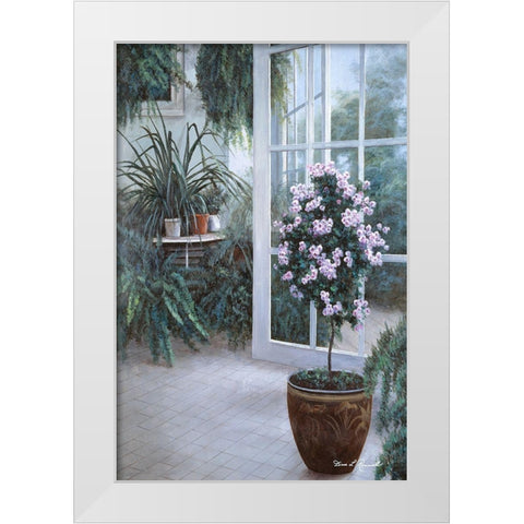 Patio Light White Modern Wood Framed Art Print by Romanello, Diane
