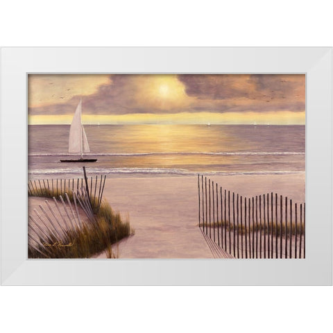 When the Sun Goes Down White Modern Wood Framed Art Print by Romanello, Diane