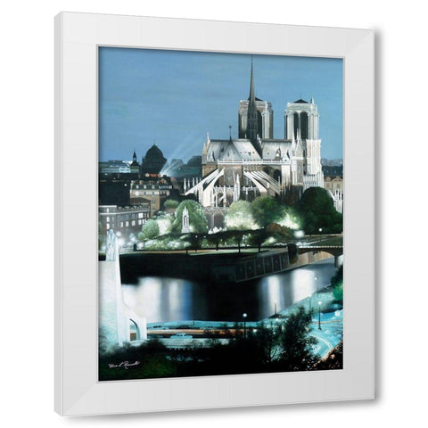 Notre Dame White Modern Wood Framed Art Print by Romanello, Diane