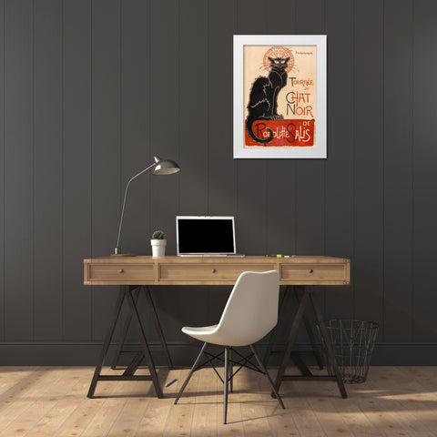 Chat Noir White Modern Wood Framed Art Print by Steinlen, Theophile