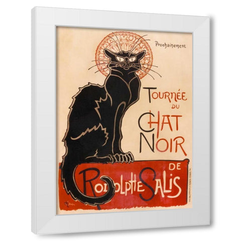 Chat Noir White Modern Wood Framed Art Print by Steinlen, Theophile