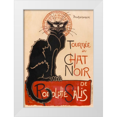 Chat Noir White Modern Wood Framed Art Print by Steinlen, Theophile
